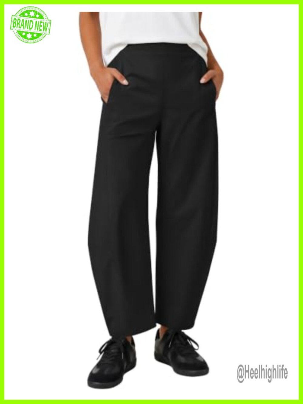Womens Barrel Travel Pants with Pockets, Baggy Hiking Golf Trousers, Tapered